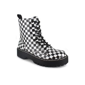 Portland Boot Company Lace Up Boot | Black & White Checkered | Worn Once | 9.5